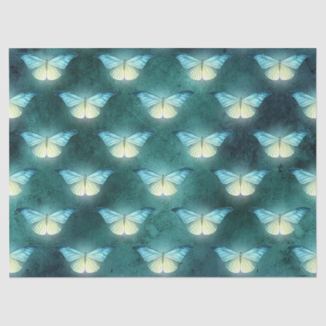 Papel De Seda Desaparecimento de Borboleta Verde brilhante (Frente )