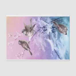 Papel De Seda Desaparecimento de Chiques de Vintage Winter Birds