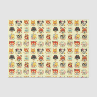 Papel De Seda Descamação Animais bebês da Vintage