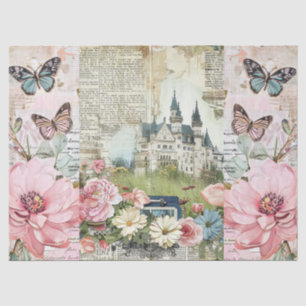 Papel De Seda Descamação da Colagem Floral de Ephemera, Rosa Vin