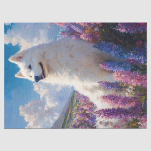 Papel De Seda Descamação das flores roxas do porco Samoyed
