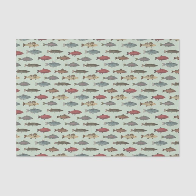 Papel De Seda Descamação de peixes Festa de aniversário verde (Frente )