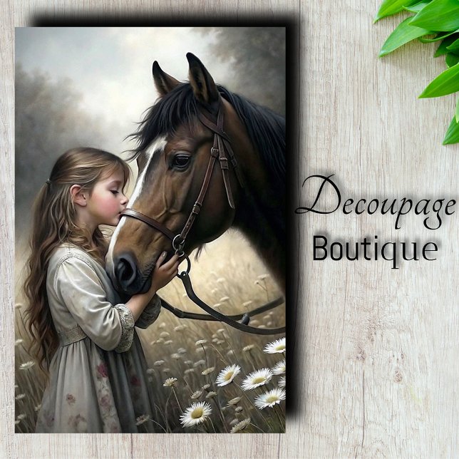 Papel De Seda Descamação do Beijo Cavalo (Horse Kiss Decoupage Tissue Paper)