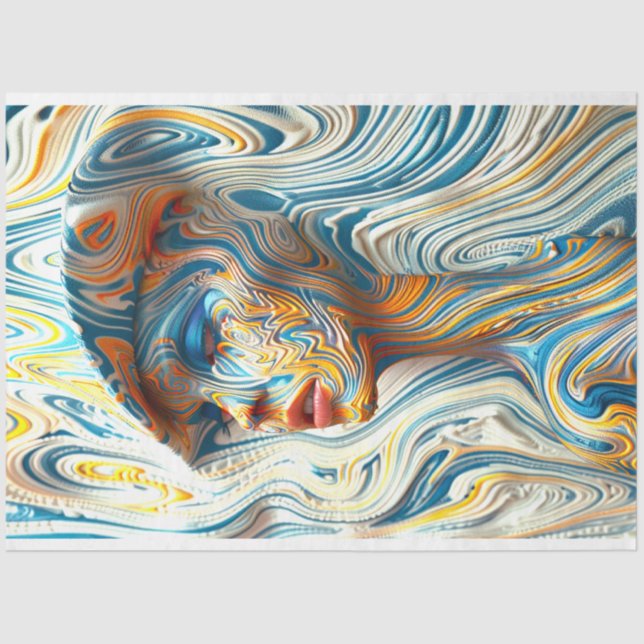 Papel De Seda Descamação do efeito mármico derretido pelo retrat (Frente )