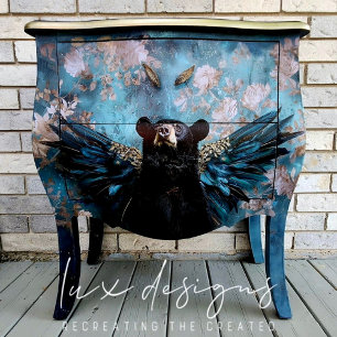 Papel De Seda Descamação do Urso Floral Preto Imobilizado