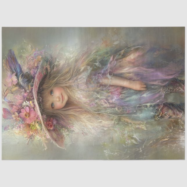 Papel De Seda Descamação Garota Vestida Páscoa Domingo Cores de  (Frente )