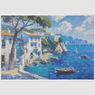 Papel De Seda Descamação Impressionista Costeira Mediterrânica