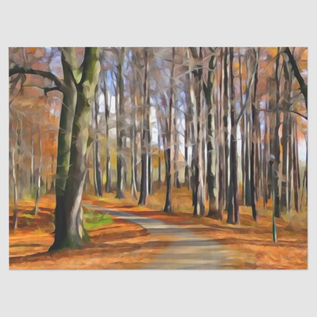 Papel De Seda Descapa de Aquarela da Floresta (Frente )