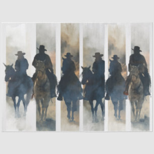Papel De Seda Descaptação Colagem de Aquarela Pincel 6 Cowboys