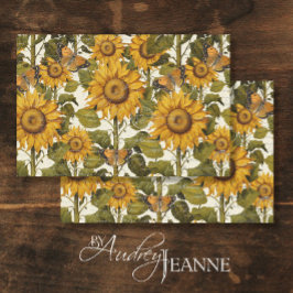 Papel De Seda Descaptação da Borboleta Floral de Girassol