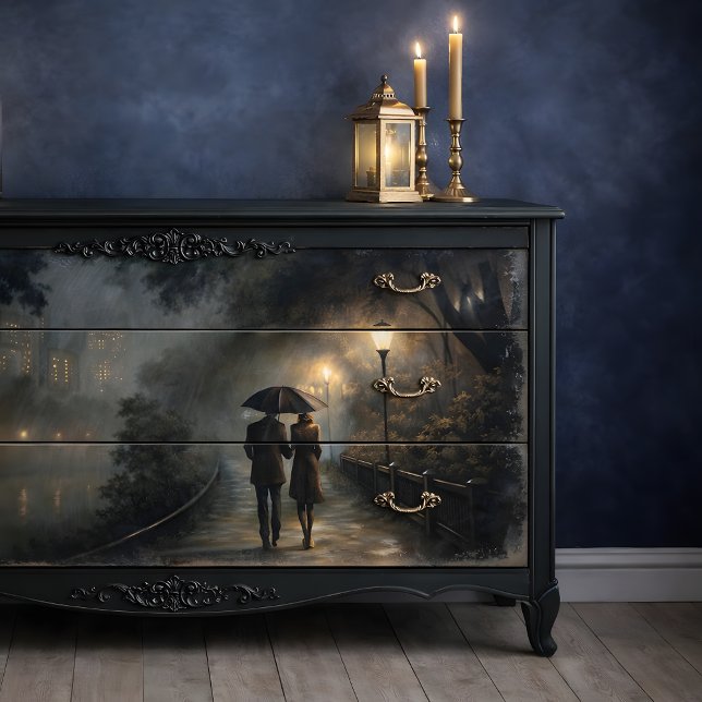 Papel De Seda Descaptação da chuva romântica (Romantic Rain Stroll Decoupage Tissue Paper Mockup)