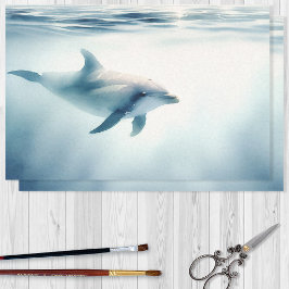 Papel De Seda Descaptação de golfinhos de aquarela