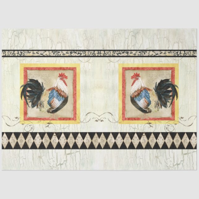 Papel De Seda Descaptação de madeira do Harlequin, Russo Rooster (Frente )