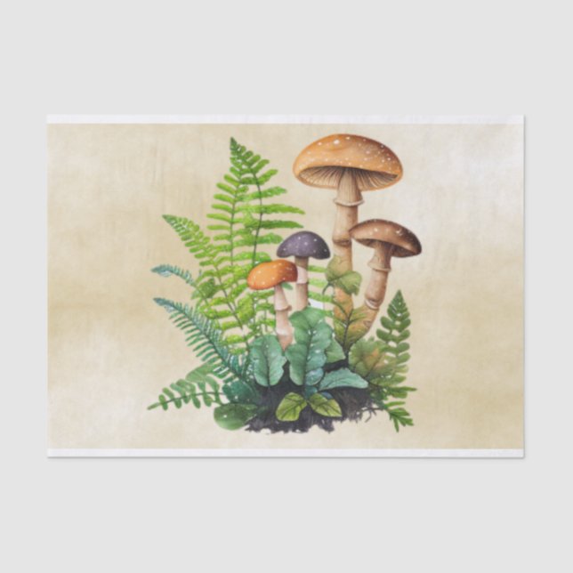 Papel De Seda Descaptação de Mushroom Vintage (Frente )