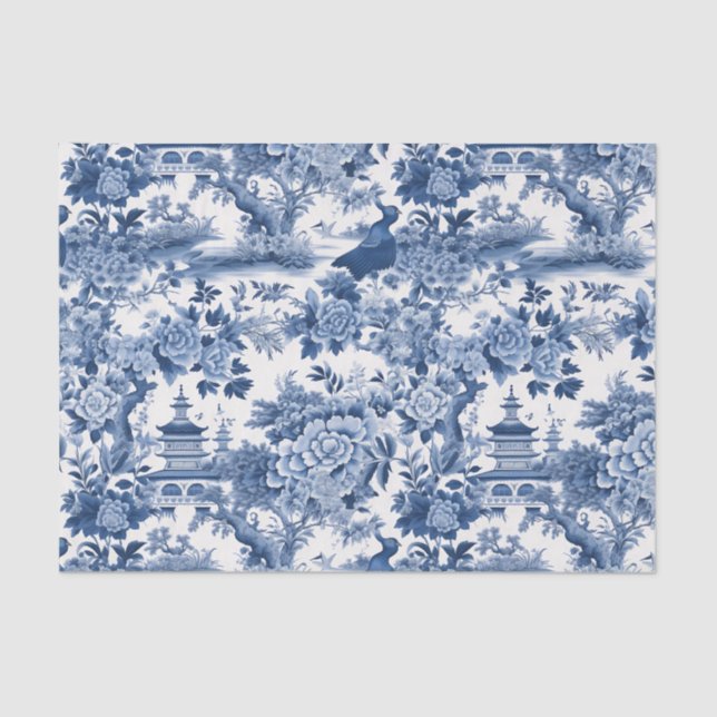Papel De Seda Descaptação de Pintura Floral Branca Chinoiserie A (Frente )