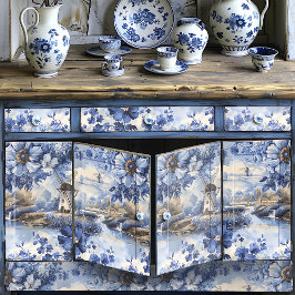 Papel De Seda Descartar Rosas Selvagens Azuis Vintage