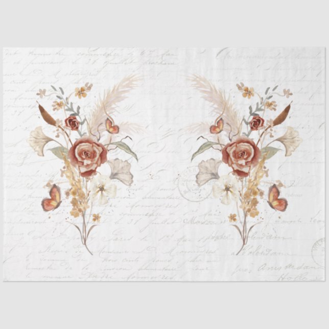 Papel De Seda Descarte De Pampas De Flores Selvagens De Grama Ep (Frente )