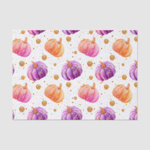 Papel De Seda Descarte do Padrão de Pumpkin do Autumn Watercolor