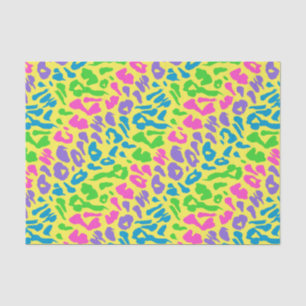 Papel De Seda Descoberta Amarelo do Neon Leopardo