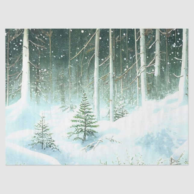 Papel De Seda Descoberta da Paisagem de Natal da Floresta de Nev (Frente )