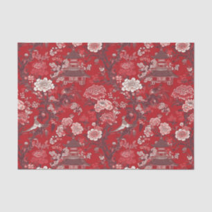 Papel De Seda Descoberta de Pintura Floral Rosa-Rosa Chinoiserie