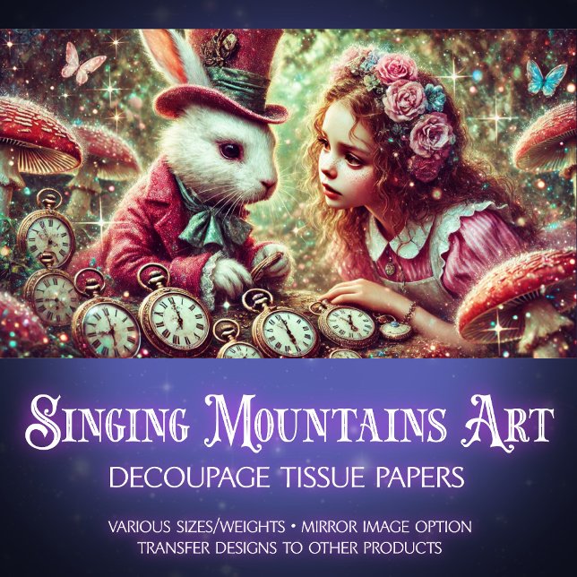 Papel De Seda Descoberta de Relógios de Alice no Coelho Encantad (Criador carregado)