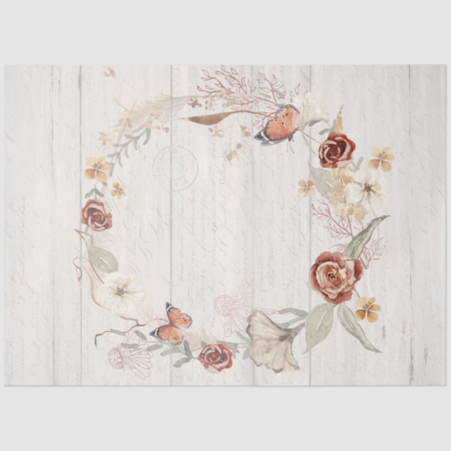 Papel De Seda Descolagem de Pampas de Quedas de Flores Selvagens (Frente )