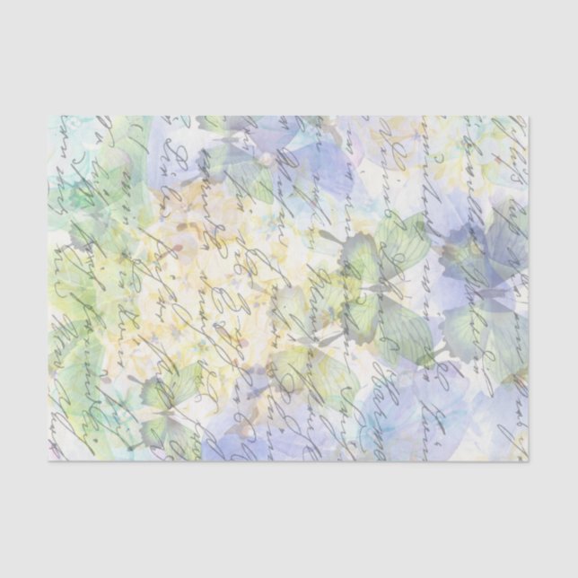 Papel De Seda Descolagem Floral Azul Esmaecido (Frente )