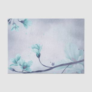 Papel De Seda Descolagem Floral Floral Flor Azul Leve-Cura