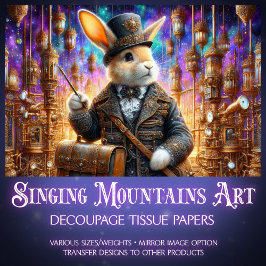 Papel De Seda Descolagem Mecânica Steampunk Fantasy Rabbit