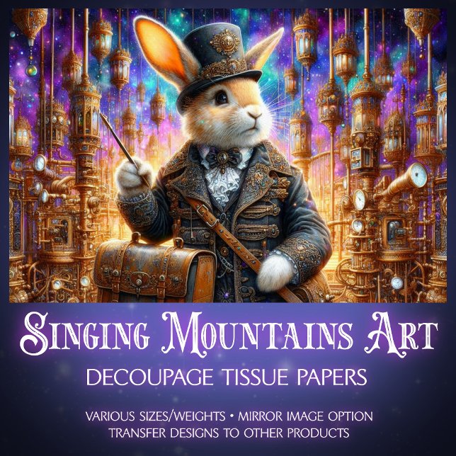 Papel De Seda Descolagem Mecânica Steampunk Fantasy Rabbit (Criador carregado)