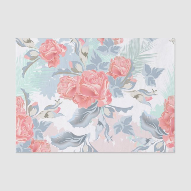Papel De Seda Desconexão de Padrão Floral Romântico (Frente )