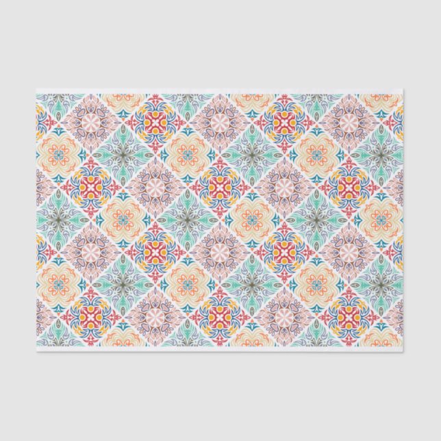 Papel De Seda Desconexão de Padrão Retroativo em Quadrados de ab (Frente )