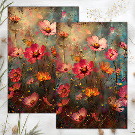 Papel De Seda DESCOUPAÇÃo FLORAL DISTORCIDA GRUNGE
