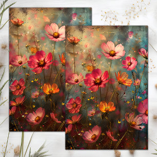 Papel De Seda DESCOUPAÇÃo FLORAL DISTORCIDA GRUNGE