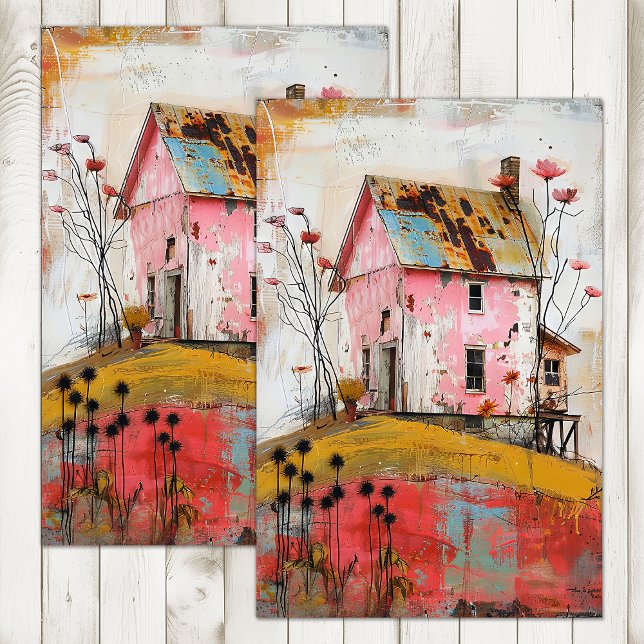 PAPEL DE SEDA DESCOUPAÇÃO RUSTICA DE ARTE MÍDIA DE FARMHOUSE MIS (RUSTIC FARMHOUSE MIXED MEDIA ART DECOUPAGE TISSUE PAPER)