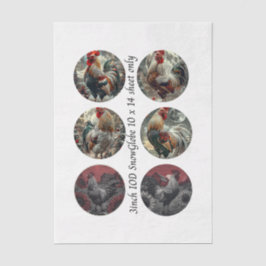 Papel De Seda Descoupagem 3" Moldes de Globo de Neve Galos Celei