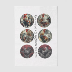 Papel De Seda Descoupagem 3" Moldes de Globo de Neve Galos Celei