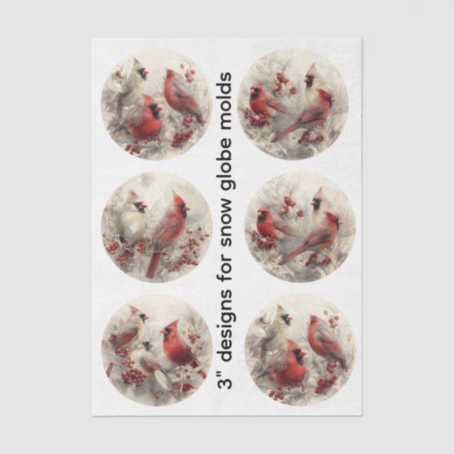 Papel De Seda Descoupagem de 3" Moldes de Globo de Neve Cardinal (Frente )