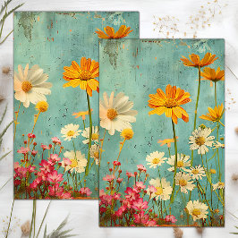 PAPEL DE SEDA DESCOUPAGEM FLORAL COM EFEITO DE SUJIDADE GRUNGE