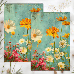 PAPEL DE SEDA DESCOUPAGEM FLORAL COM EFEITO DE SUJIDADE GRUNGE
