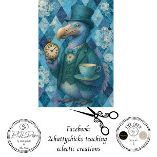 Papel De Seda Descoupagem Personagem de Chá Relógio Dodo Azul