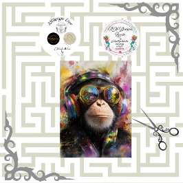 Papel De Seda Descoupagem Pintura Vibrante Macaco Abstrato