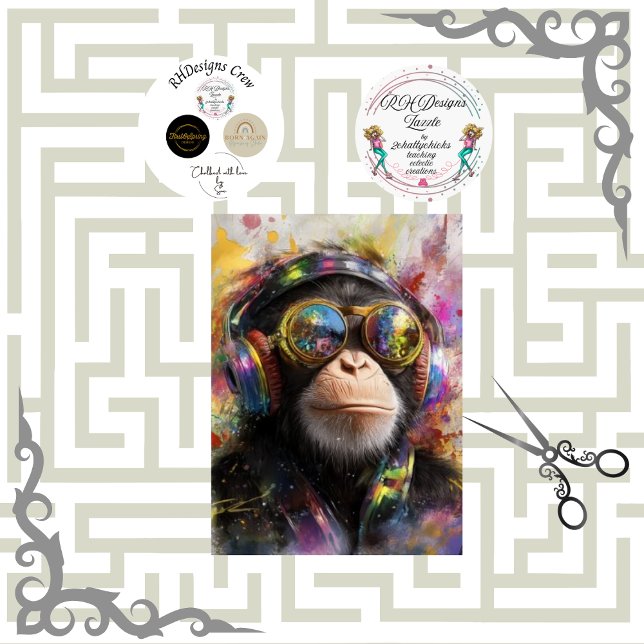 Papel De Seda Descoupagem Pintura Vibrante Macaco Abstrato  (Criador carregado)