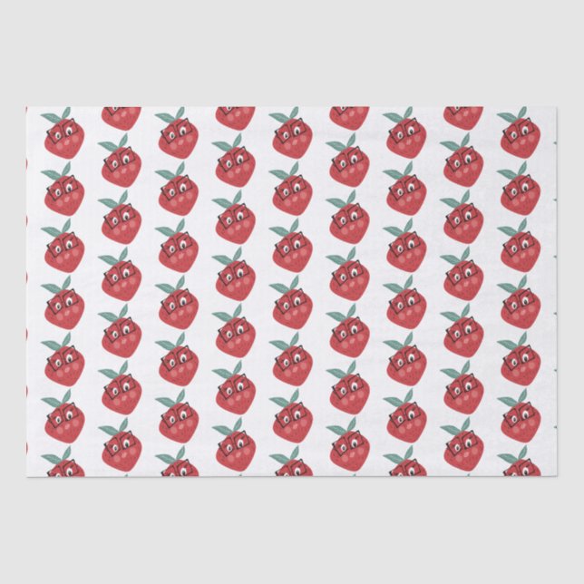 Papel De Seda Desenho Animado de Morango Fofo Desenhado à Mão    (Frente )