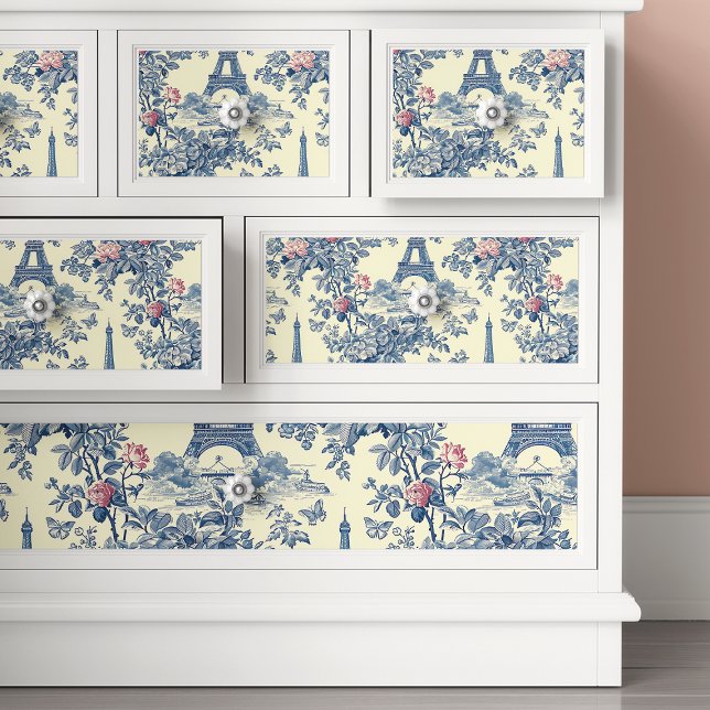 Papel De Seda Desenho Azul de Toile De Jouy Torre Eiffel Torre (Criador carregado)