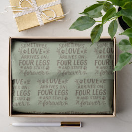 Papel De Seda Desenho Botânico Pegadas de Patinhas Verde Sage Ri
