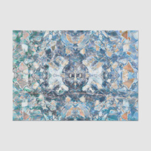 Papel De Seda Desenho Clássico Azul Castanho Tribal Indígena Ame