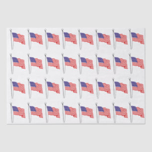 Papel De Seda Desenho da bandeira dos EUA acenando #1