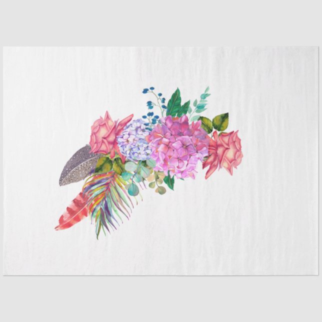 Papel De Seda Desenho da Série Boho Caveira e Flores 7 (Frente )